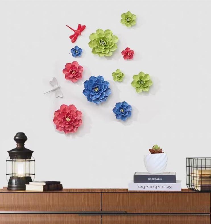 3D Ceramic Flower Wall Art Sculpture - Modern Home Decor