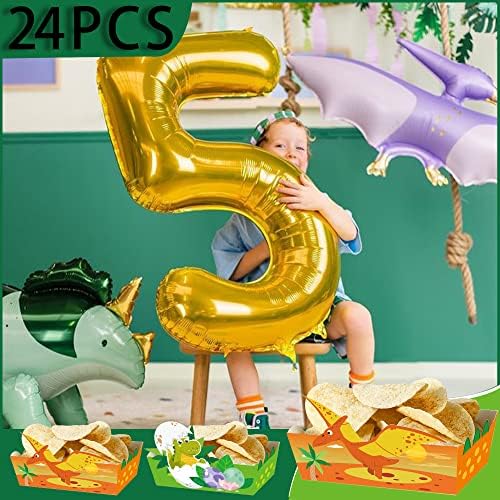 24pcs Cartoon Dinosaur Serving Trays Birthday Decorations