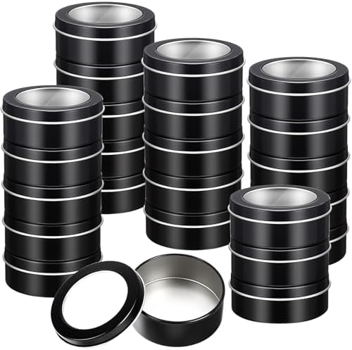 TecUnite 24-Pack 2 oz Metal Tin Containers with Clear Lids