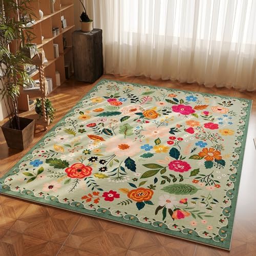 Boho Floral 3x5 Area Rug Non Slip Washable