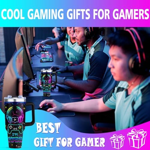 Gaming Mug for Men and Boys 40oz Tumbler with Handle and Straw
