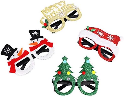 Max Fun 12Pcs Christmas Glitter Party Glasses Frames