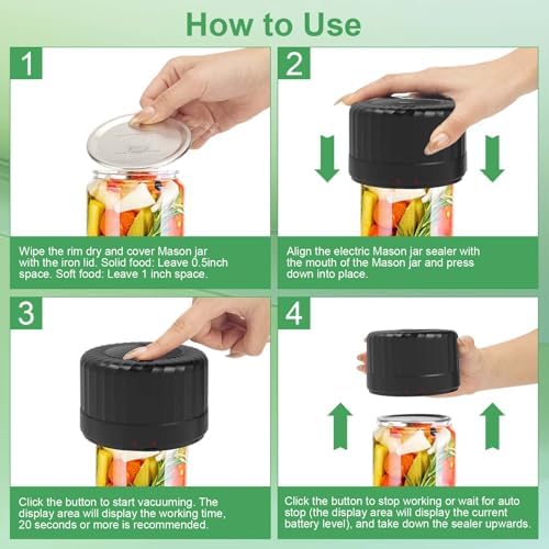 SelePow VP06 Electric Mason Jar Vacuum Sealer Black