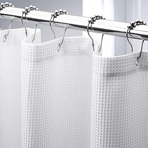 AmazerBath White Waffle Shower Curtain Heavy Duty
