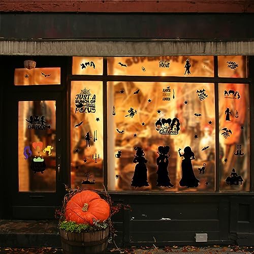 Hocus Pocus Halloween Window Clings Set 91pcs Double-Sided