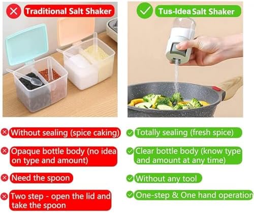 Set of 4 Mini Salt Shakers with Press Mechanism