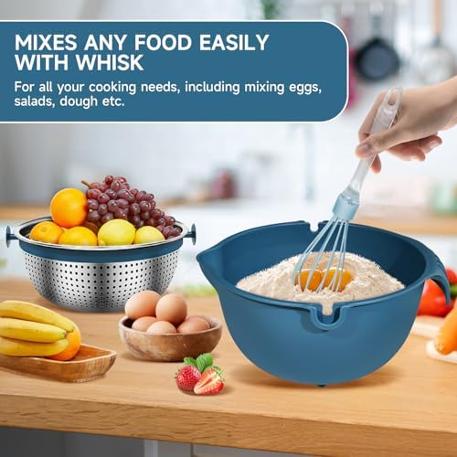 4 in 1 Colander with Mixing Bowl Set - Blue