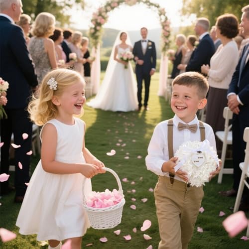 HONEYGIFTS Heart-Shaped Ring Pillow for Wedding