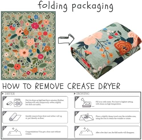Boho Floral 3x5 Area Rug Non Slip Washable