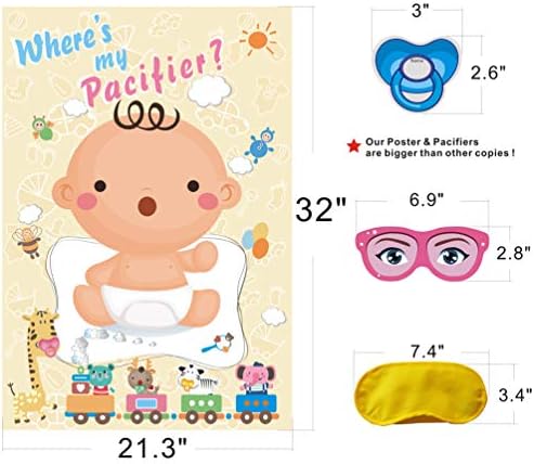 ADJOY Pacifier Pin The Baby Game - Baby Shower Party Favors