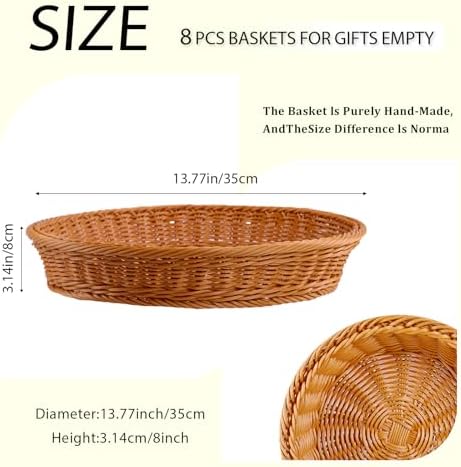JUEGD Bread Basket 138x3 Inch 8 Pack Plastic Woven Basket