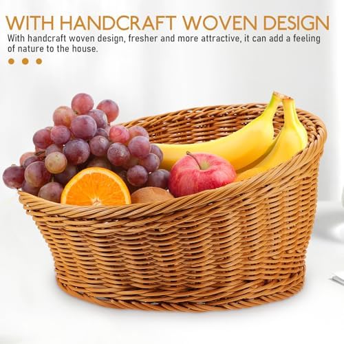 Amosfun Artificial Wicker Bread Basket Round Food Storage Basket 12x12x75 Inch