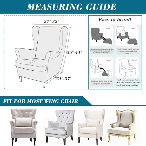 HFCNMY Wingback Chair Covers 2 Piece Set