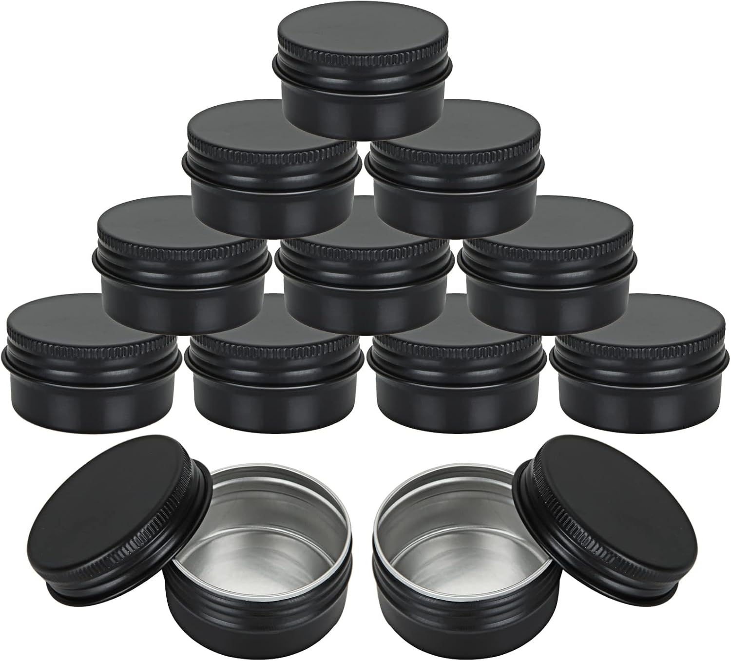 Acrux7 50 Pack 1oz Black Aluminum Tins with Lids