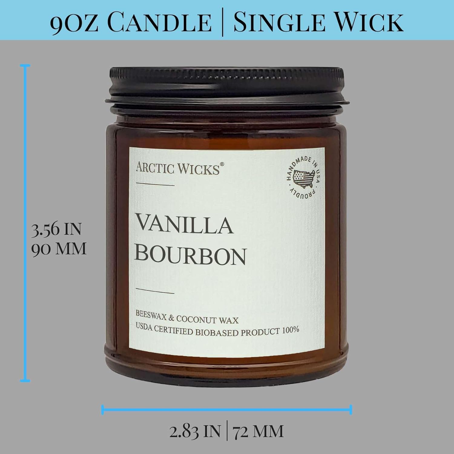 Vanilla Bourbon Candle - 9oz Natural Coconut Beeswax