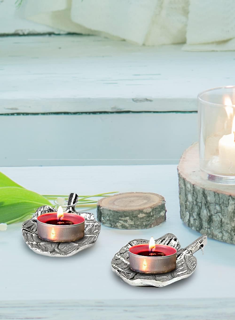 Serene Spaces Living Set of 6 Leaf Shape Tray