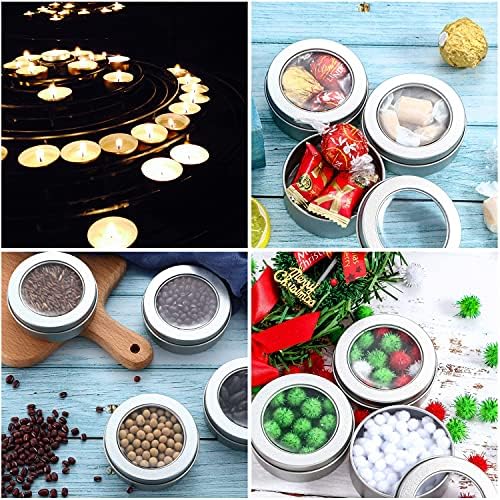 15 Pack 4oz Aluminum Round Tins with Clear Tops