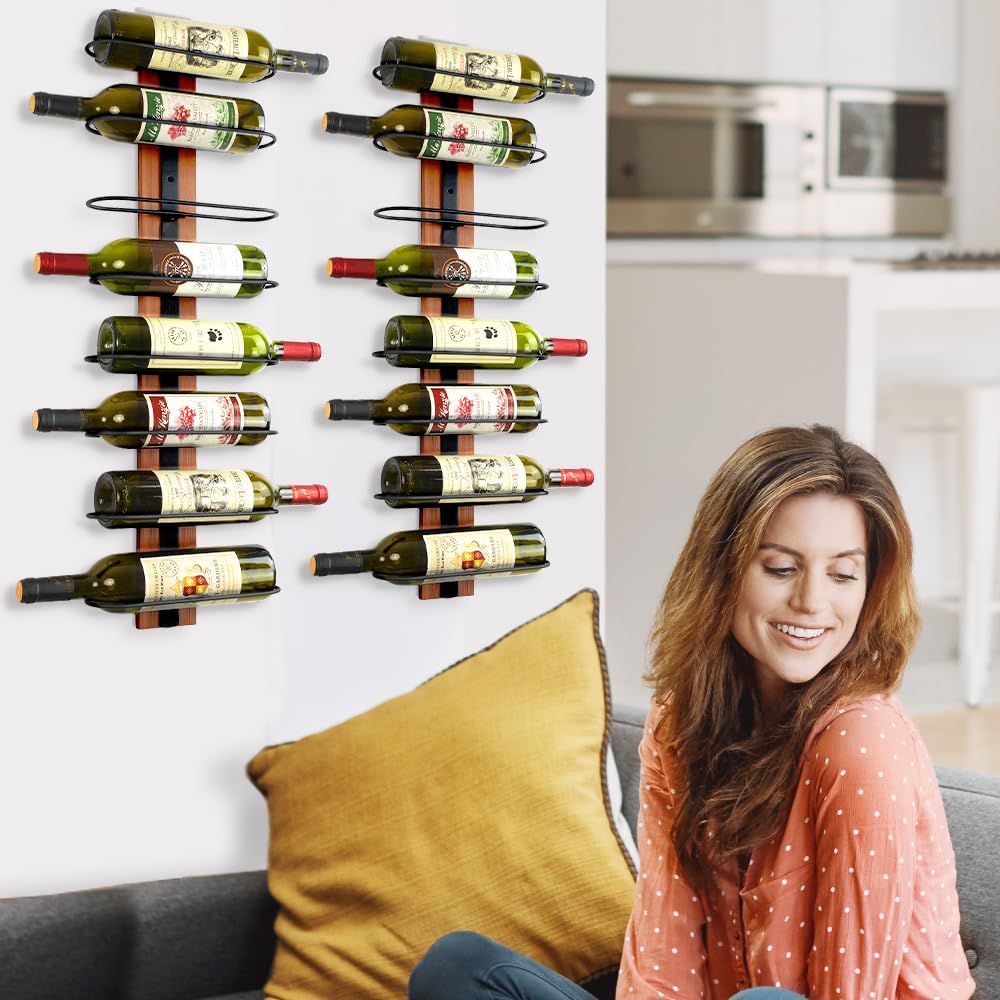 FLstudio Wall Mounted Wine Rack 8 Bottles Organizer