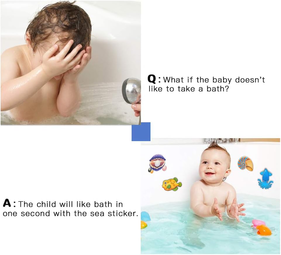 20PCS Non Slip Bathtub Stickers with Ocean Fish Design