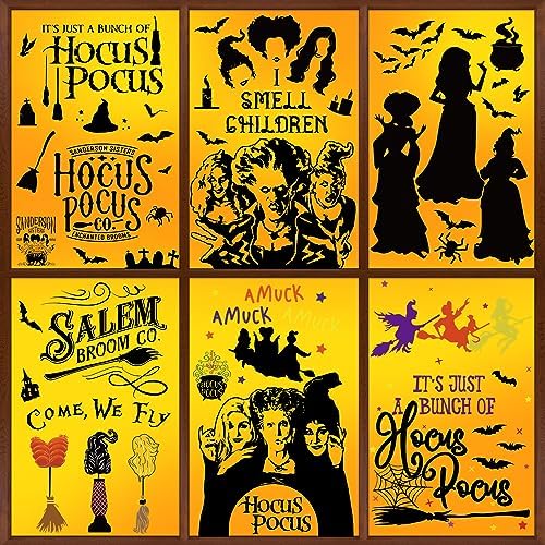 GreenPine 6Pcs Halloween Window Clings Witch Decals Bats Spider Webs