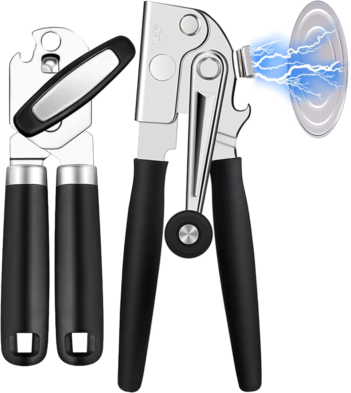 2Pcs Can Opener with Magnet Stainless Steel Ergonomic Handles