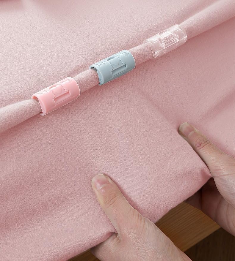 12 PCS Pink Bed Sheet Grippers Duvet Clips