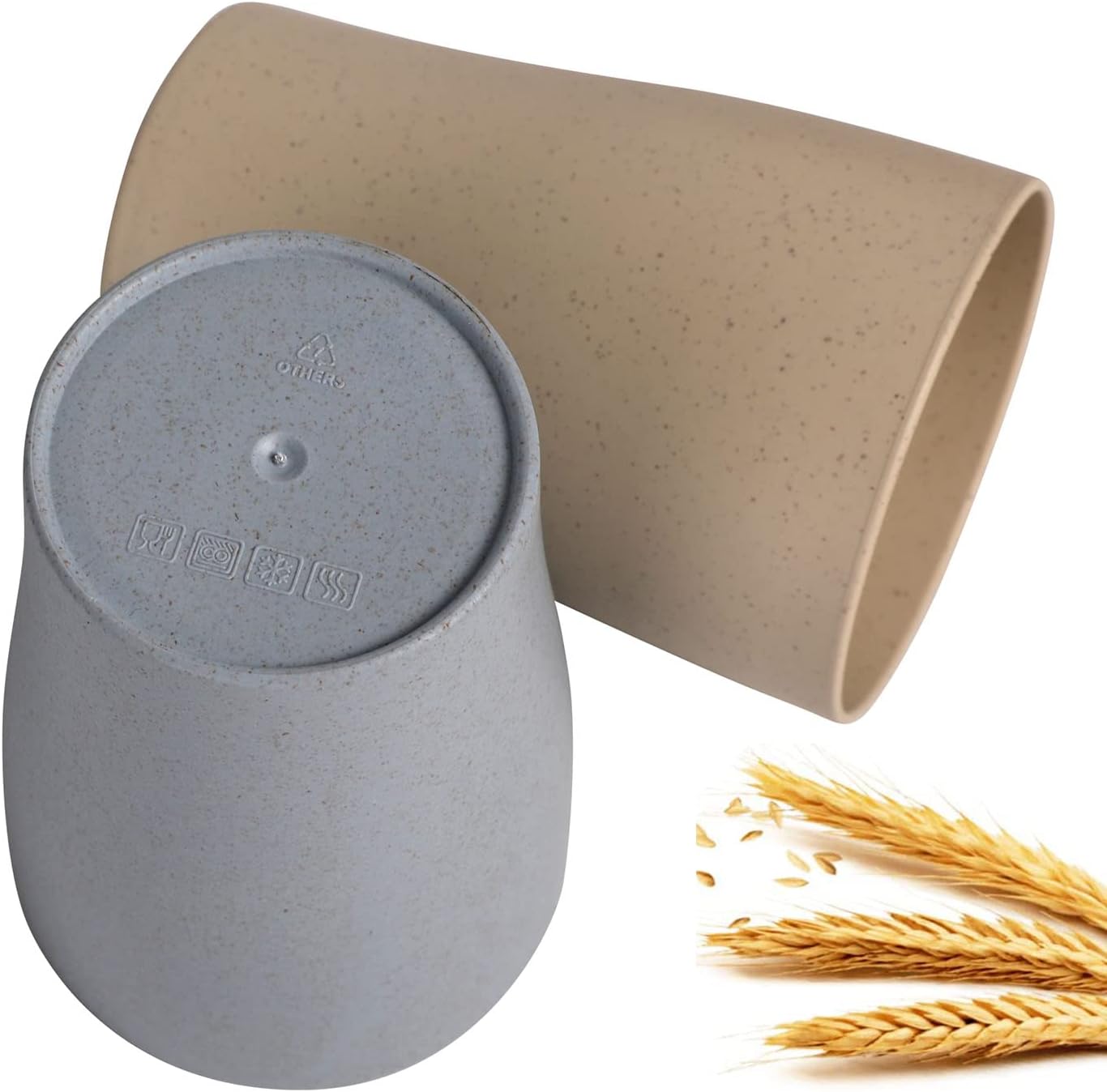 CAMBUY Wheat Straw Cup Set 4 Pc 15Oz Reusable and Unbreakable