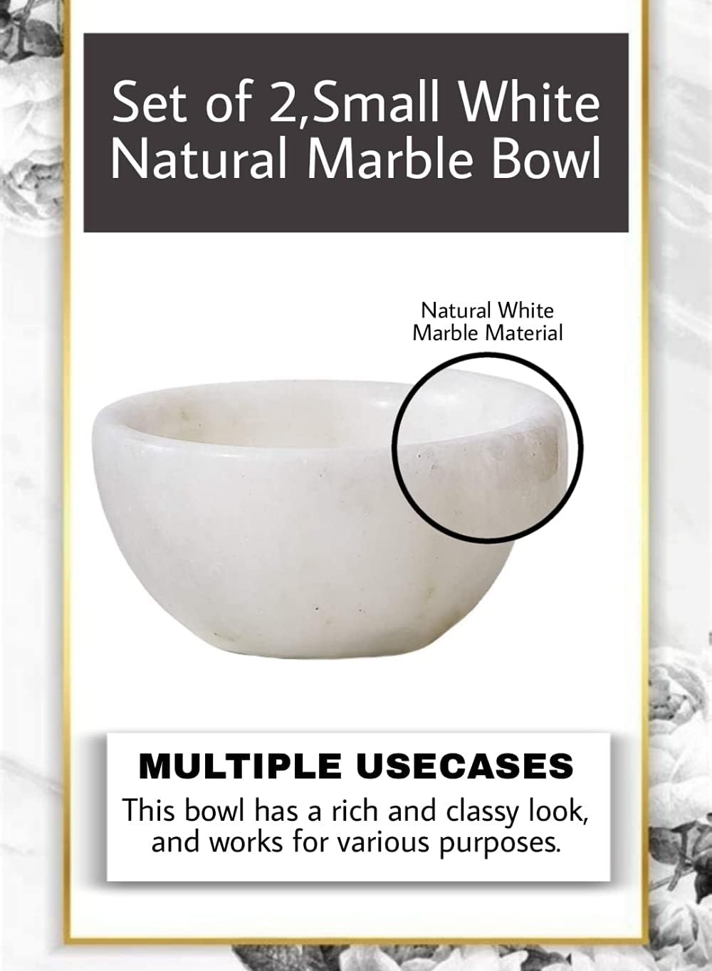 Serene Spaces Living Set of 2 Small White Natural Marble Bowls