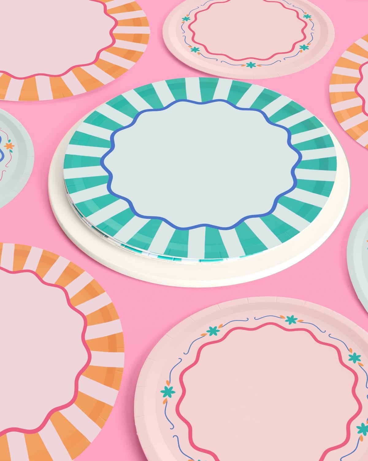 XO Fetti Italian Summer Paper Plates 32pk Mix Sizes