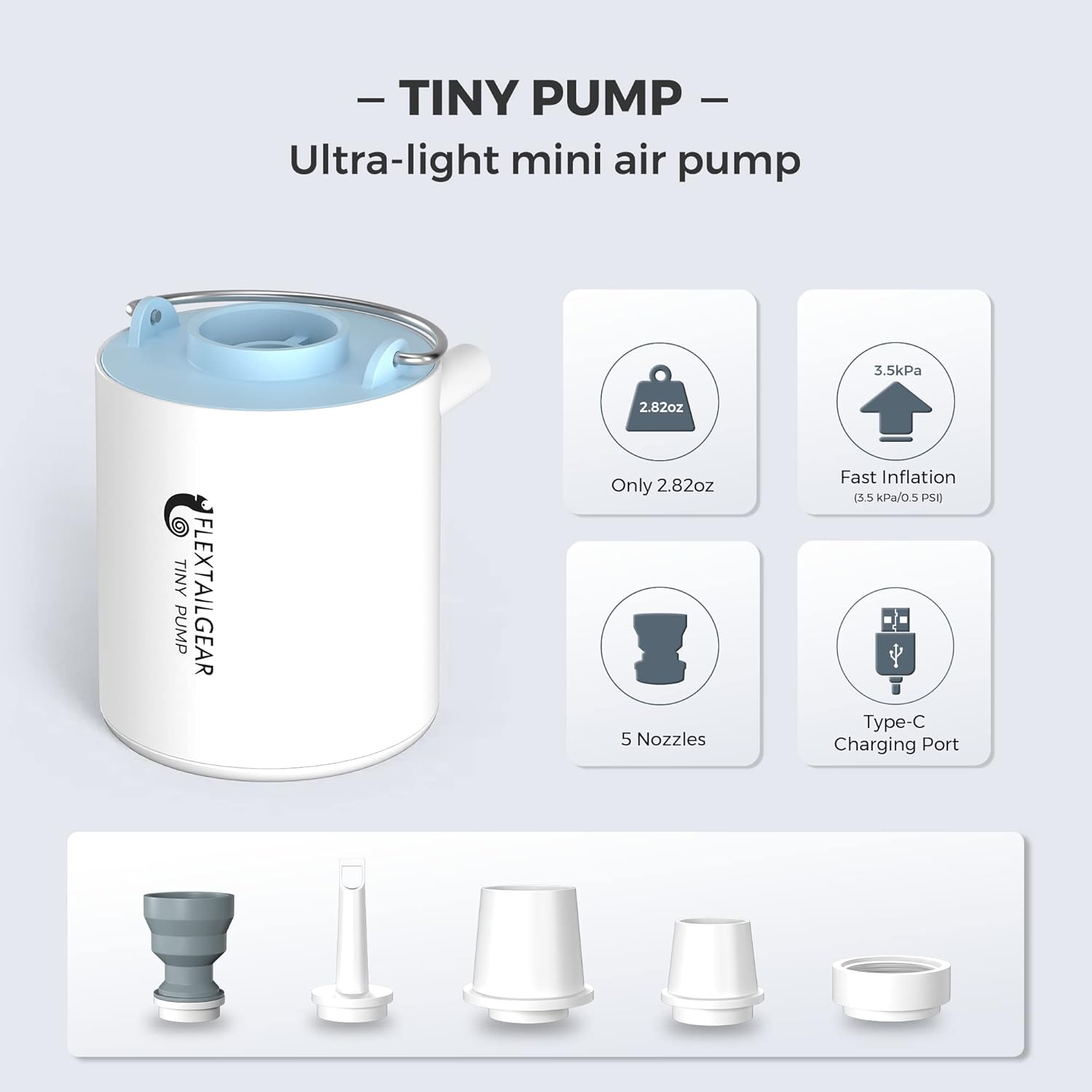 FLEXTAILGEAR Ultra Mini Air Pump with USB Rechargeable Battery