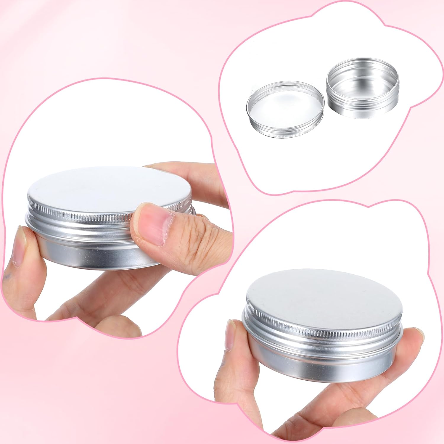 48 Pcs Aluminum Round Cans with Screw Top Lids