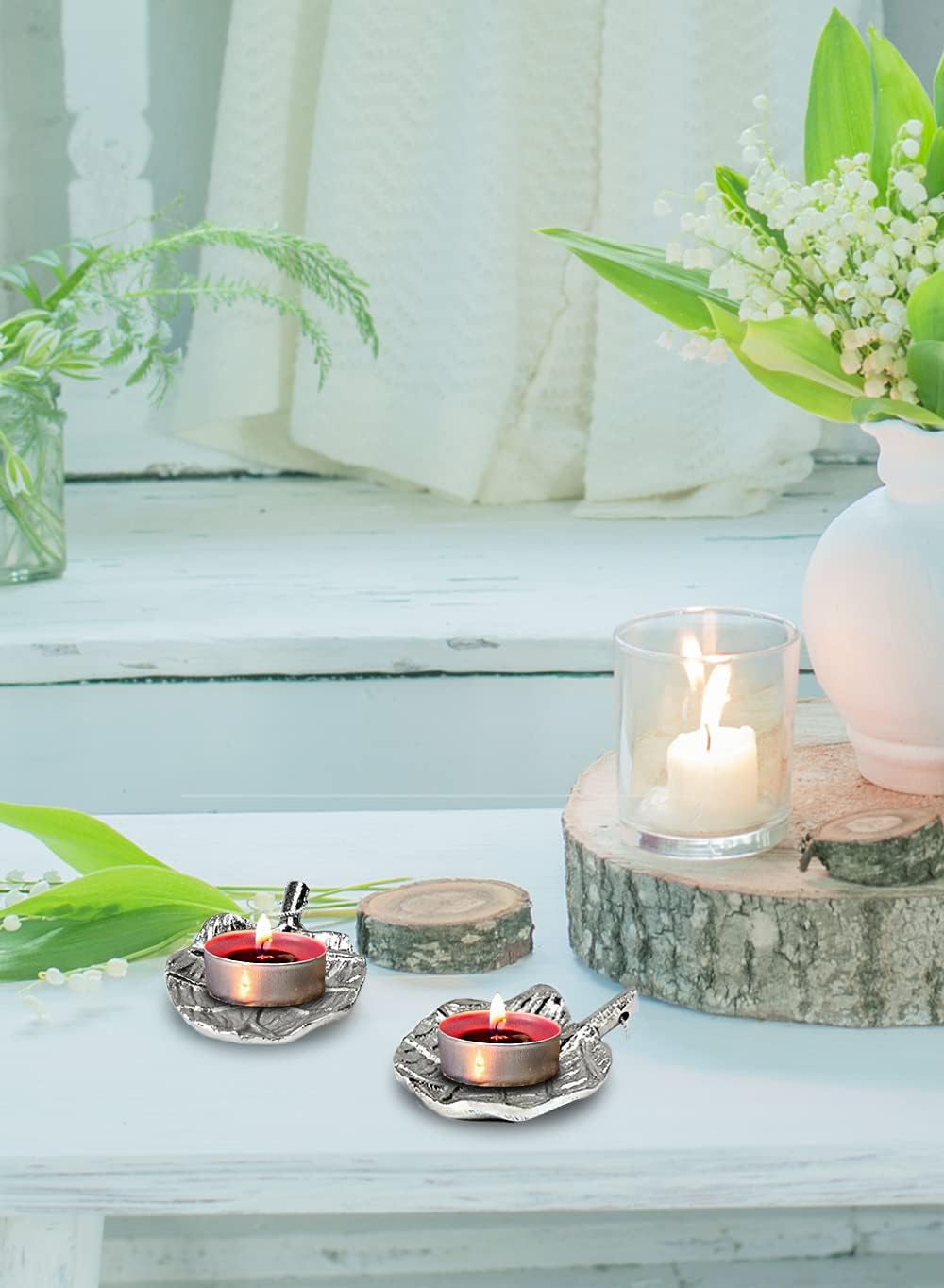 Serene Spaces Living Set of 6 Leaf Shape Tray