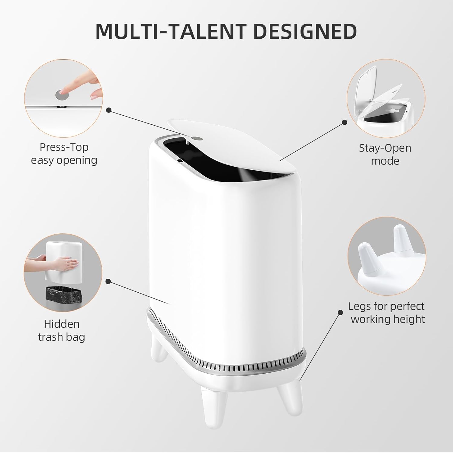 JUDRDO Vacuum Lid Trash Can 32 Gallon