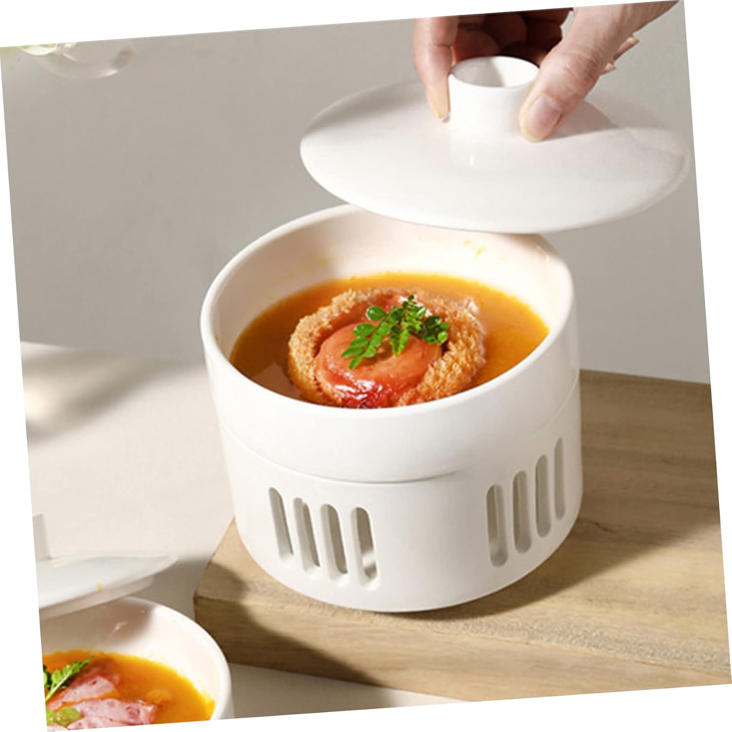 Unomor Soup Bowl Candleholder with Gold Rim
