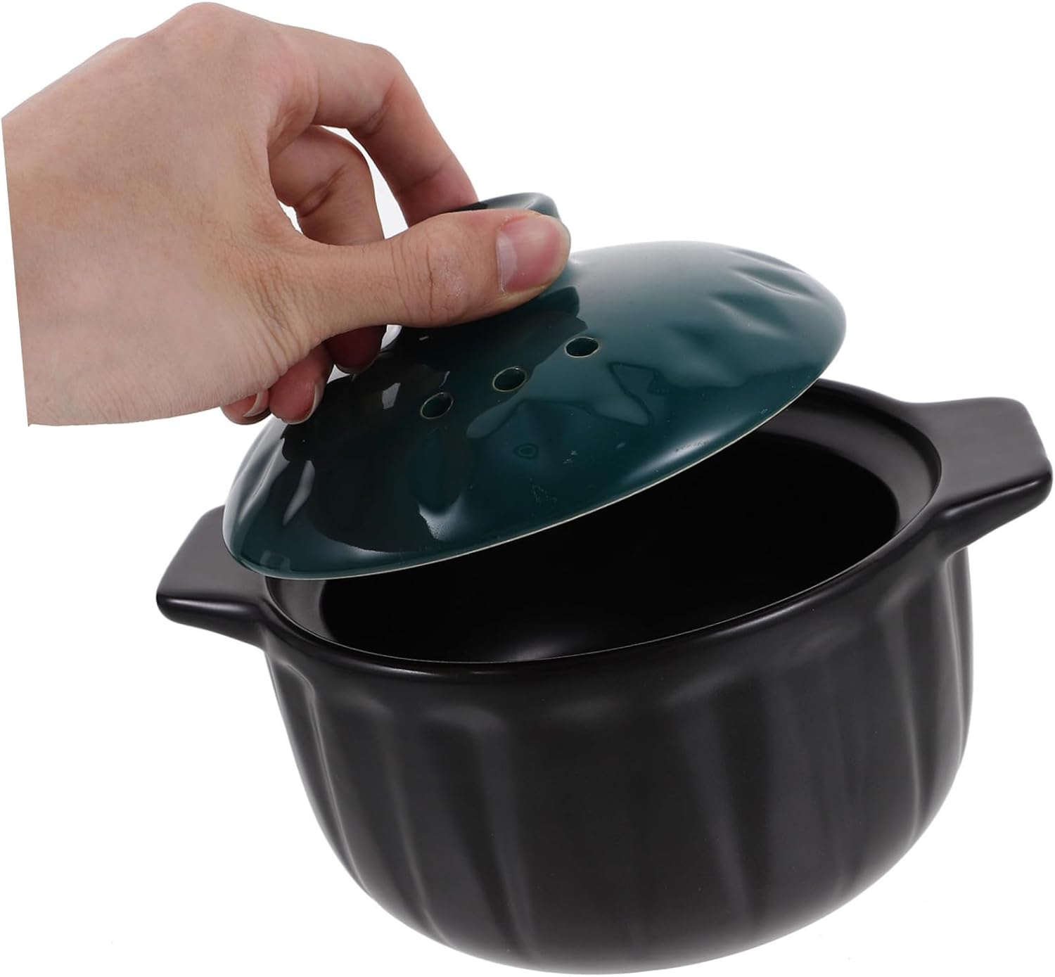 GRIRIW 1pc Ceramic Stew Pot with Lid