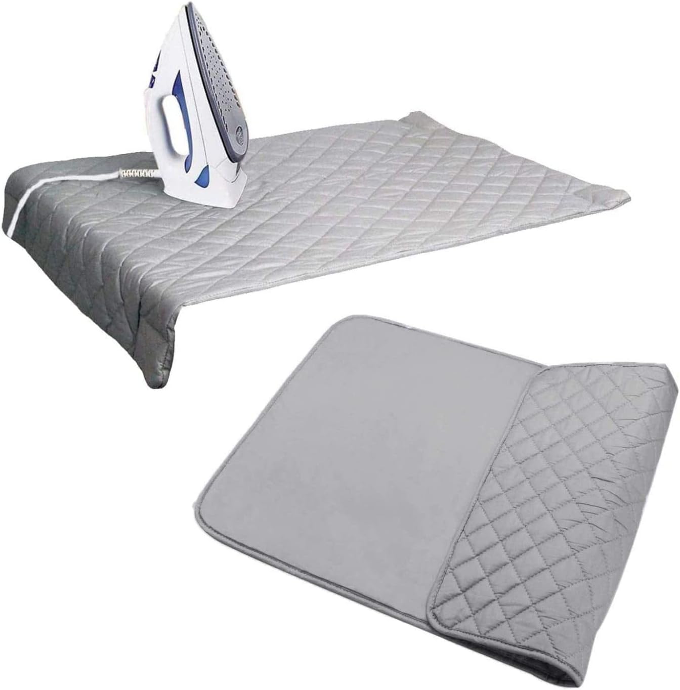 Quilted Magnetic Ironing Mat Portable Ironing Board Cover Gray
