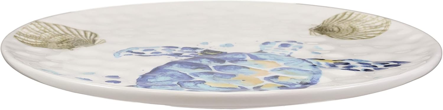Ebros Nautical Blue White Sea Turtle Dinner Plate Set