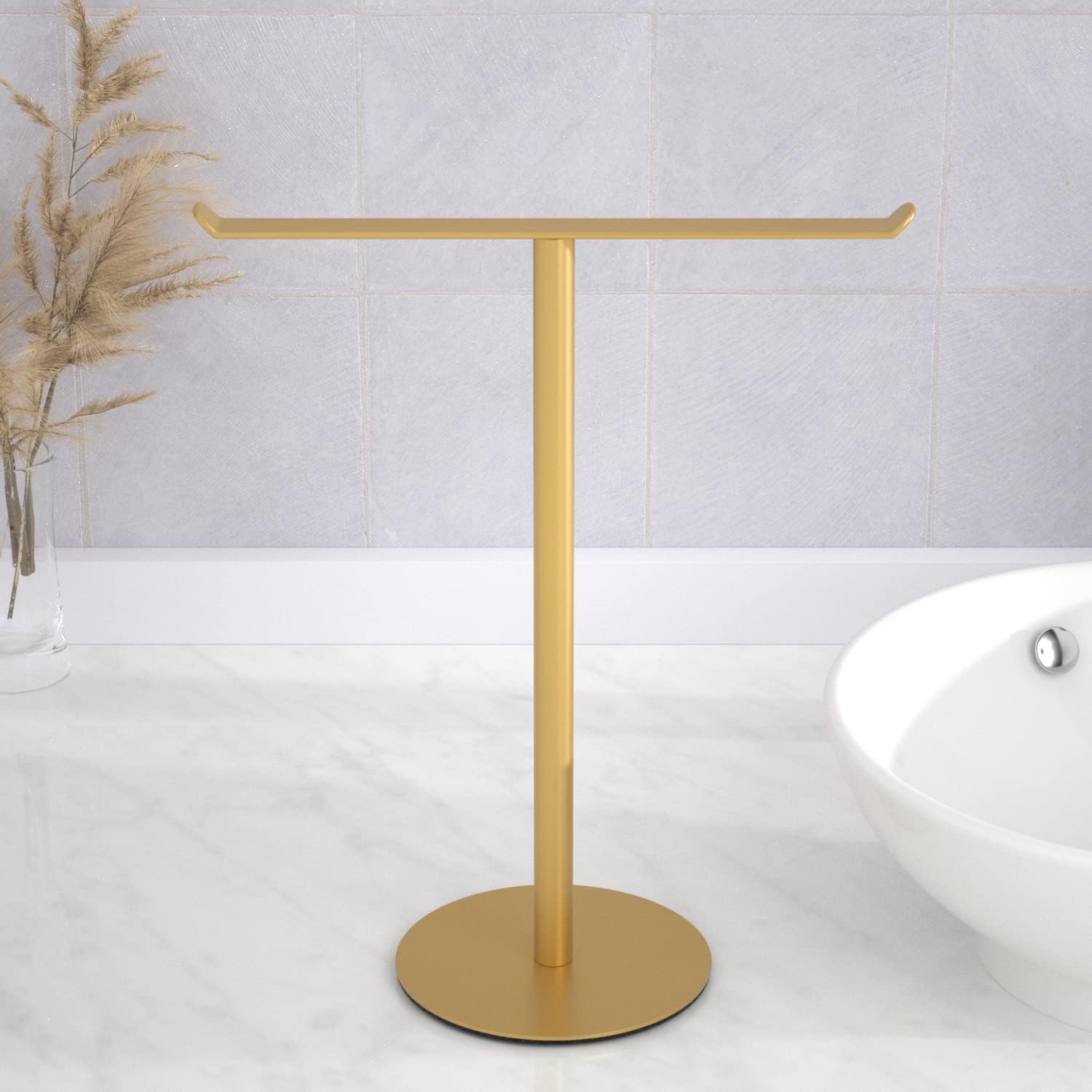 Gold Hand Towel Stand T-Shape Holder for Bathroom and Kitchen