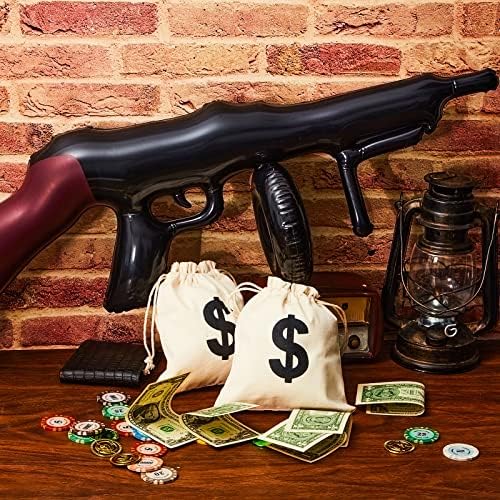 Zhanmai 6 Pcs Inflatable Gun Props Money Bag Set