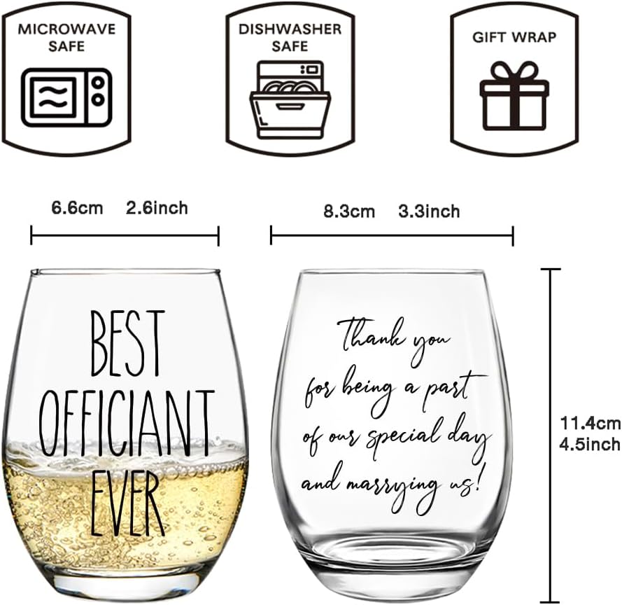 Wedding Officiant Wine Glass Gift Bag Set