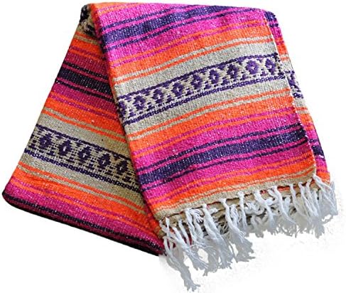 Del Mex Classic Mexican Blanket 70x50 Pink Orange