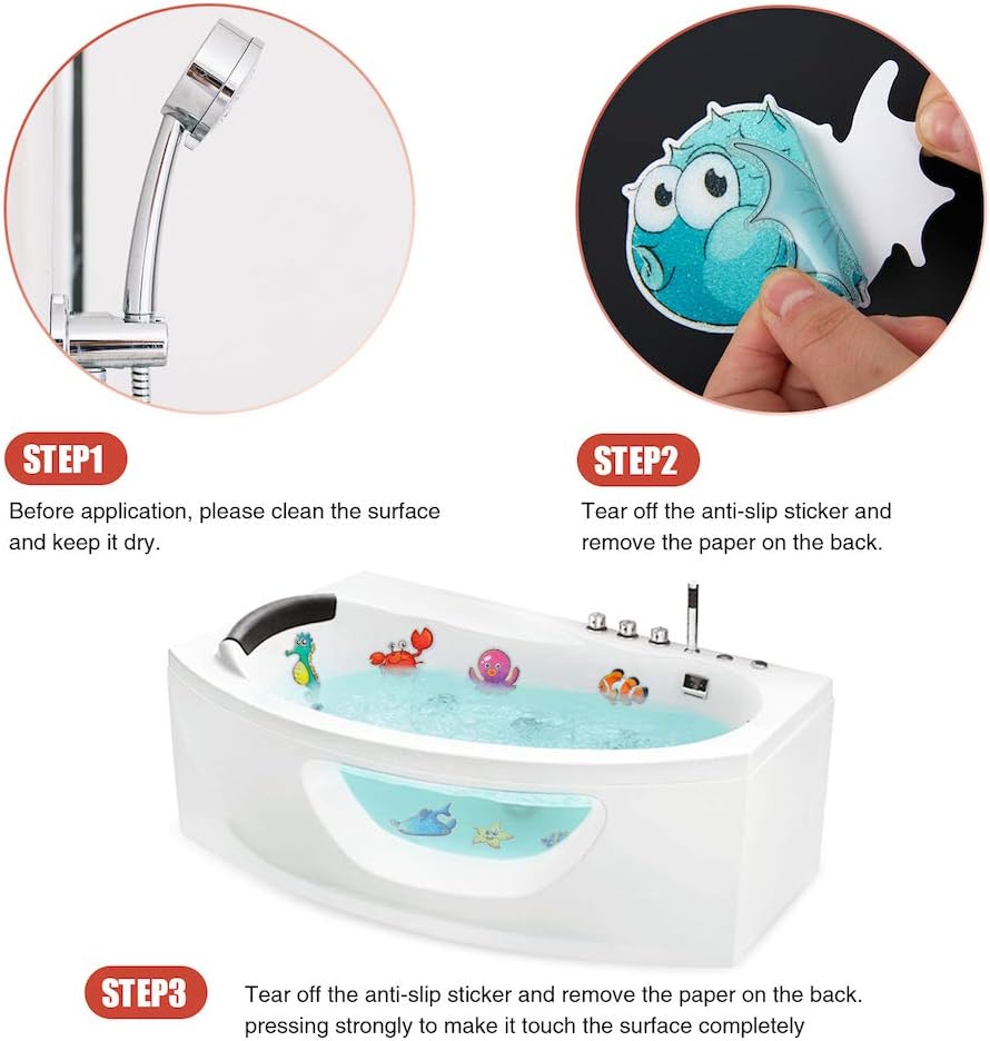 20PCS Non Slip Bathtub Stickers with Ocean Fish Design