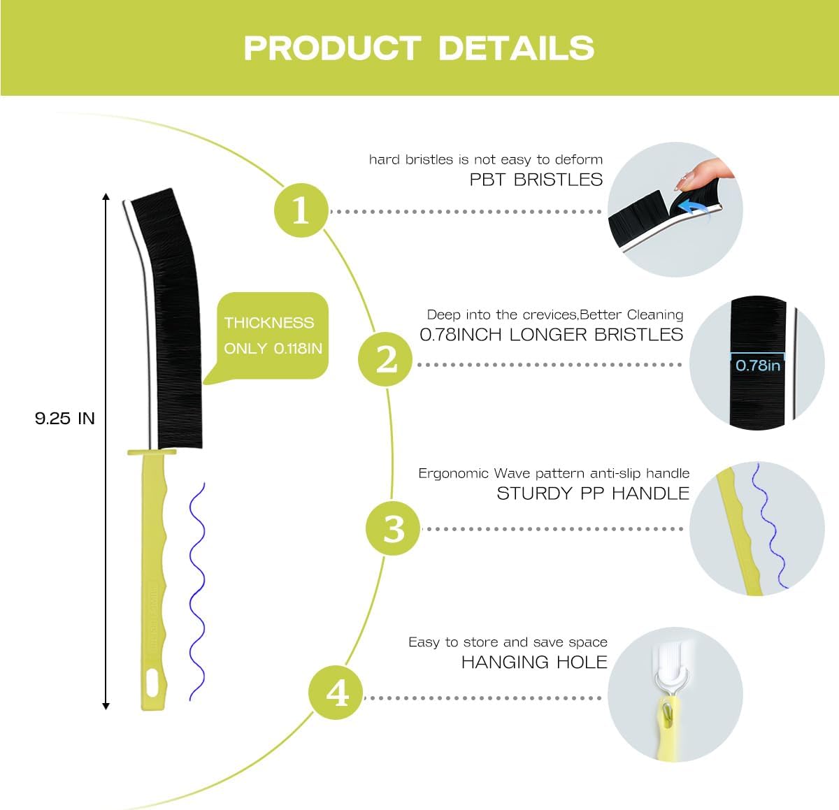 Crevice Cleaning Brush for Home Kitchen Bathroom