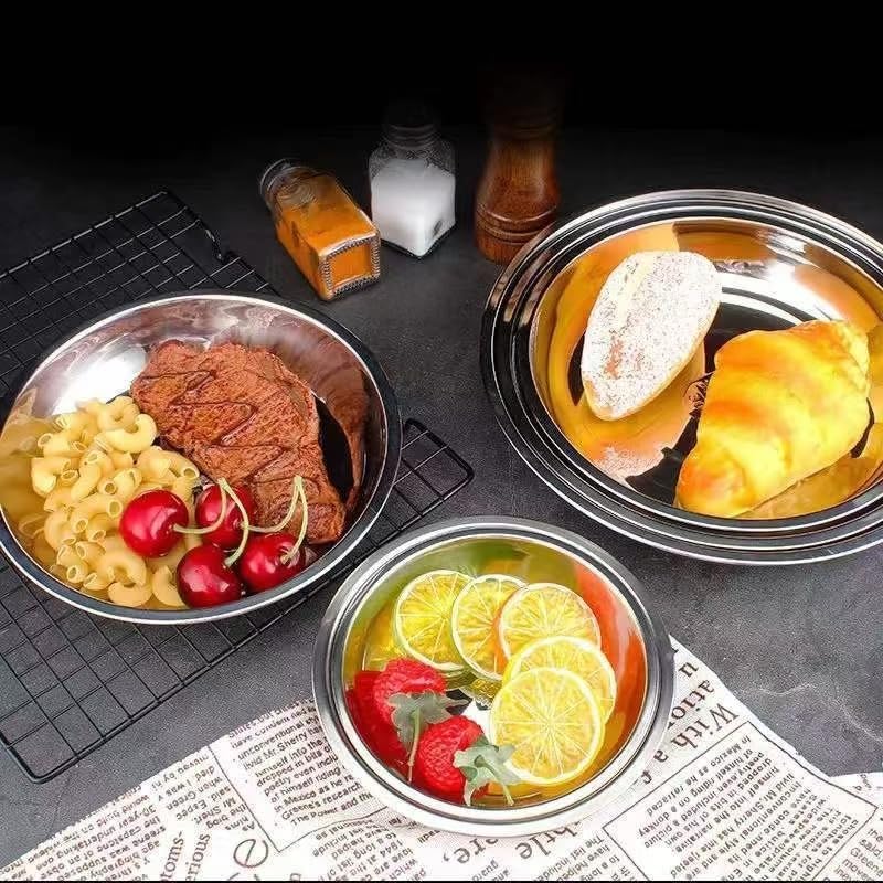 6 Pcs Stainless Steel Dinner Plates Set