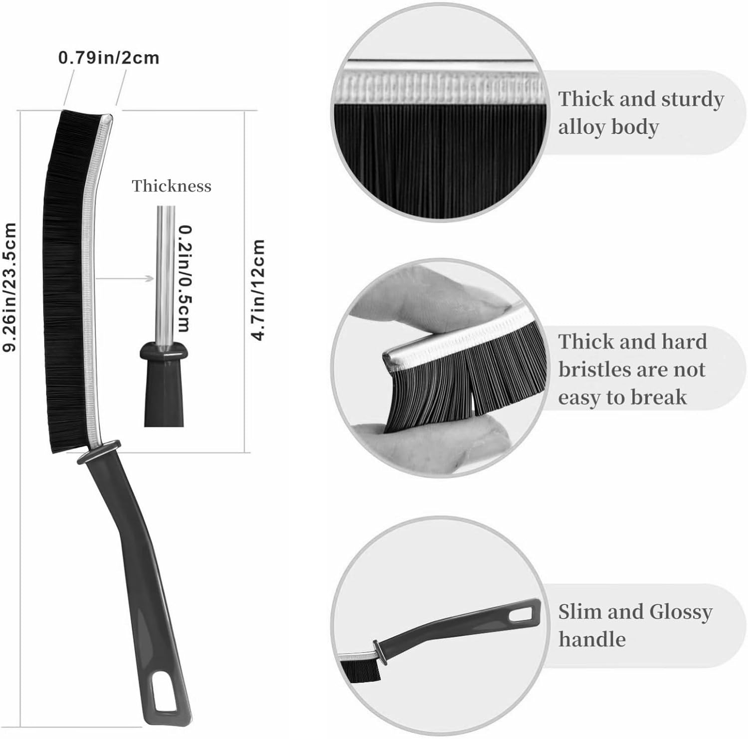 9 PCS Crevice Cleaning Brush Set with Hard Bristles
