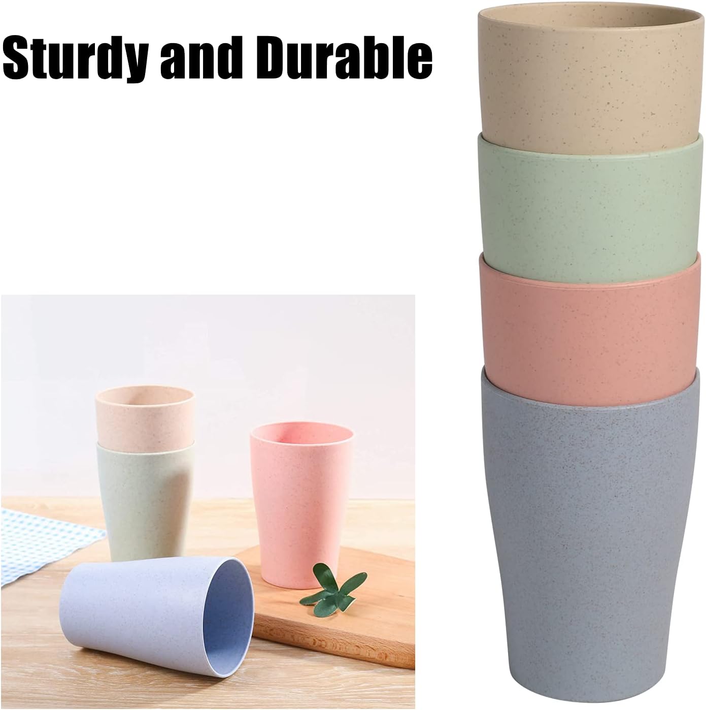 WANBY 8 Pcs Wheat Straw Drinking Cups Set