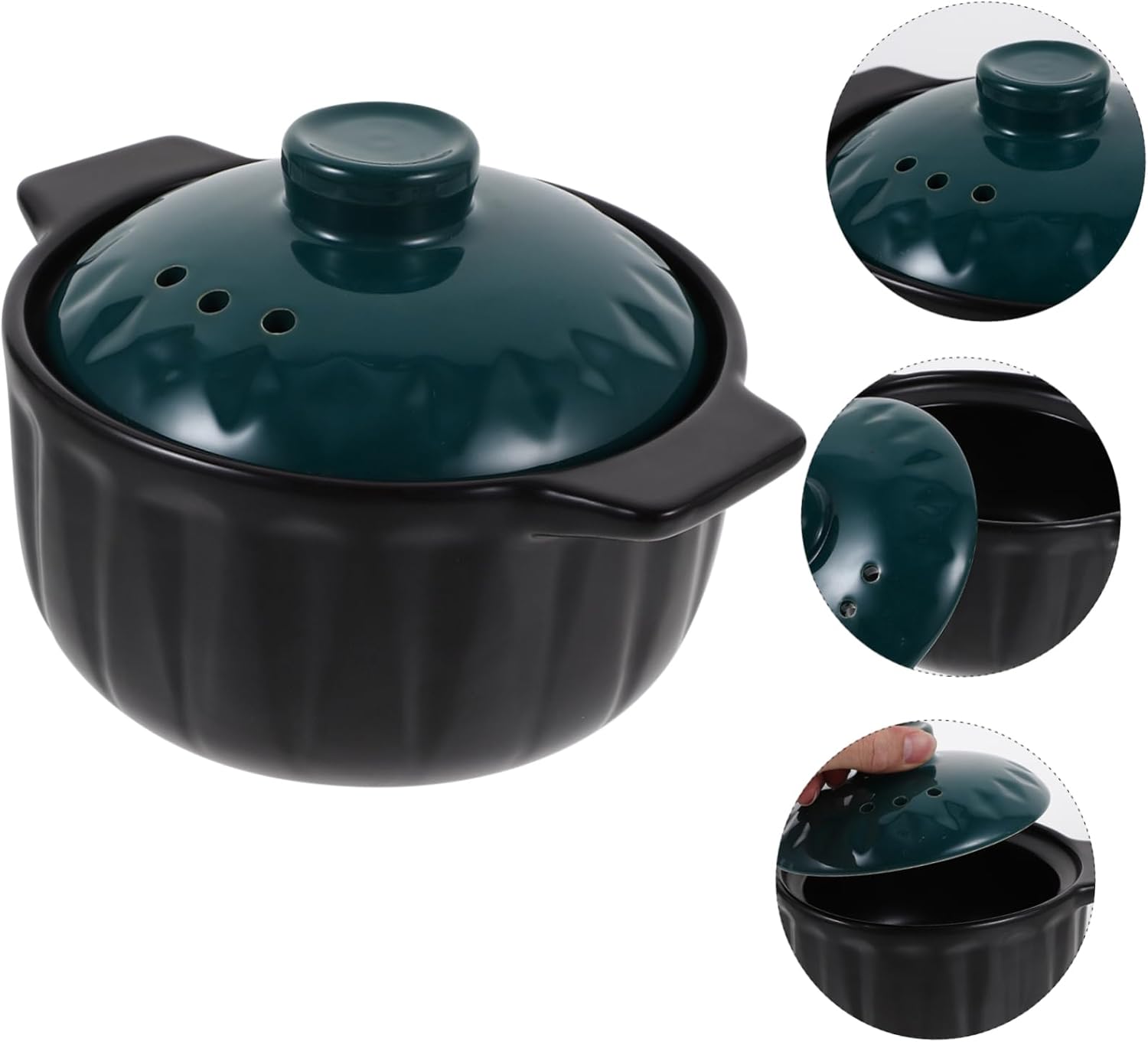 GRIRIW 1pc Ceramic Stew Pot with Lid