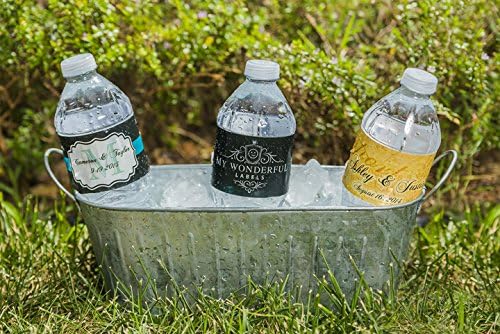DesignThatSign 100 Silver Glitter on Black Water Bottle Labels