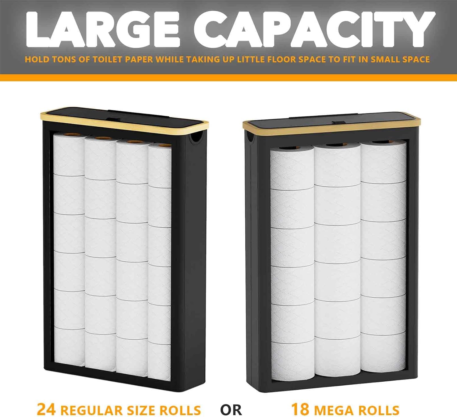 SpaceAid Extra Large Toilet Paper Storage with Lid Black