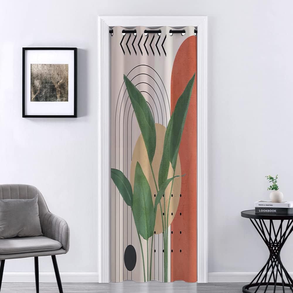 Mightree Doorway Curtain Thermal Insulated 39 x 70 Green Leaves Panel